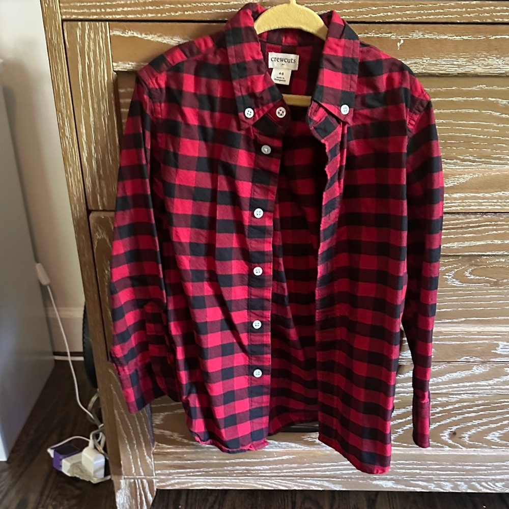 Crewcuts Red and Black Plaid Button-Down Shirt